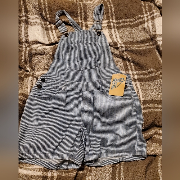Thereabouts blue and white striped short overalls for children - Picture 4 of 6